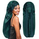 Bonnet de seda BONNET QUEEN extra longo para dormir verde escuro