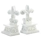 Bookends Accent Plus Fleur-De-Lis em poliresina branca