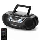 Boombox MONODEAL com reprodutor de CD e fita cassete, Bluetooth e X-BASS Boombox MONODEAL com reprodutor de CD e fita cassete, Bluetooth e X-BASS