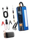 Booster Auxiliar de Partida Veicular Compressor Lanterna LED Inflador de Pneus Completo Portátil