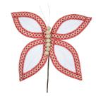 Borboleta aveludado branco 25cm florarte