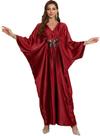 Borboleta bordada de rayon vermelho Caftans RanRui para mulheres