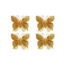 Borboletas Natalinas Douradas com Glitter Kit com 4 Unidades