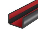 Borda de borracha Protalwell, autoadesivo em U, canal U, 6 m, preto