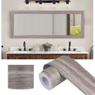 Borda de papel de parede Alened cinza com textura de madeira 5 cm x 10 m PVC