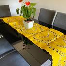 Bordados Caminho Trilho Para Mesas e Balcão Amarelo 0,47x1,47 Tecido Poliéster Oxford