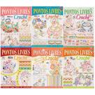 Bordados Modernos Revista Croche Pontos Livres Com Gráficos Passo a Passo Kit 6 Revistas Artesanato