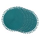 Borla de azul-petróleo redonda tecida Placemat DII 14,75 cm de diâmetro (6 unidades)