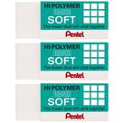 Borracha Branca Soft Pentel Hi Polymer Tecnica Escolar 3 Und