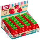 Borracha Decorada TRIS Morango com Tampa e Aroma - Display com 24 Unidades
