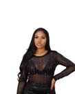 Bory Tule Feminino Brilho Strass Pedraria Luxo Balada Cor Preto