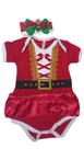 Bory Vestido Bebe Natal Mamãe Noel com enfeite do cabelo