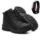 Bota Adventure Masculino Preto Coturno Confortável e Estiloso + Relógio Pulseira Led