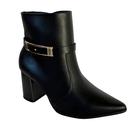 Bota Ankle Boot Bico Fino Ramarim Fivela Salto Grosso 2558101 Preto