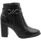 Bota Ankle Boot Moleca Salto Alto Tira com Apliques Feminina