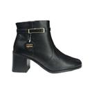 Bota Bebece Ankle Boot em Couro Bico Redondo com Enfeite Fem