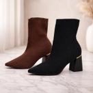 Bota Bebecê Feminina Meia Tricot Cano Curto
