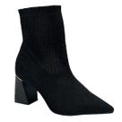 Bota Bebecê Knit Cano Curto Bico Fino T7022-026 Preta
