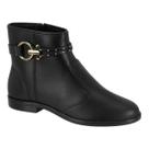 Bota Beira Rio Elegance Fivela Gold Cano Curto Preta