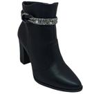 Bota Beira Rio Feminina Salto Ziper Lateral Tiras com Brilho Strass