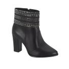 Bota Beira Rio Preto Salto Médio Elegante Ziper Lateral -