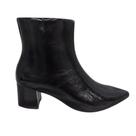 Bota Berti Maria Feminina Cano Curto Preto Couro Verniz