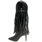 Bota Berti Maria Feminina Cano longo Franja Preto Couro Bota Berti Maria Feminina Cano longo Franja Preto Couro