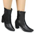 Bota Bico Fino Coturno Feminino Cano Curto Salto Confortável M