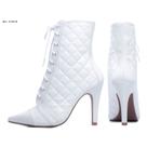 Bota Bico Fino Feminina Cacharrel Material Espumado Conforto Salto 10 cm Luxo Noiva festa Casamento