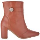 Bota Bico Fino Feminina Cano Médio Tornozelo Salto Grosso Detalhe Strass Zíper Blogueira.
