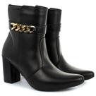 Bota bico fino salto fashion confortável com corrente OLZZY
