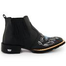Bota Botina Country Feminina Cano Curto Texas Gold Couro Preta