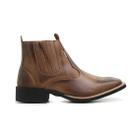 Bota Botina F1000 Couro Texana Bico Quadrado Cano Curto