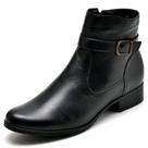 Bota Botina Feminina Cano Curto Preta De Couro JNA SHOES
