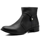 Bota Botina Feminina Cano Curto Salto Quadrado Coturno Bico Fino Marrom e Preto