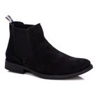 Bota Botina Masculina Chelsea Couro Camurça Casual Conforto Preto