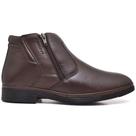 Bota Botina Ortopédica Dois Zíperes Bico Redondo Masculina Anatômica Leveterapia Café