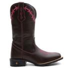 Bota Botina Texana Arame Rosa solado de borracha