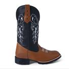 Bota Botina Texana Bico Quadrado em material ecológico Delegada Wisky Bordada