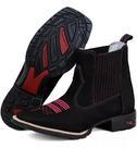 Bota Botina Texana Feminina Cano Curto Couro Bico Quadrado.