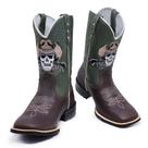 Bota Botina Texana Masculina Em Couro Bordado Django Bico Quadrado Bota Botina Texana Masculina Em Couro Bordado Django Bico Quadrado
