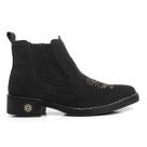 Bota Botina Texana Preto Unissex Rodeio com Bordado e Solado Resistente