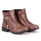 Bota Botinha Feminina Cano Curto Baixo Salto Quadrado Coturno Bico Redondo
