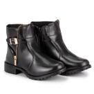 Bota Botinha Feminina Cano Curto Baixo Salto Quadrado Coturno Bico Redondo