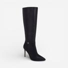 Bota Bottero Cano Longo Salto Alto Em Couro Preto