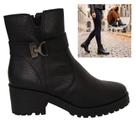 Bota Bottero Feminina Couro Legítimo Outono Inverno Tamanho:36Cor:Preto