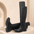 Bota Cano Alto Feminina Preta Montaria Over The Knee Zíper Lateral Design Moderno Salto Baixo Confortável