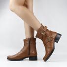 Bota Cano Baixo Fivelas Couro