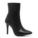 Bota Cano Curto Coturno Feminino Bico Fino Salto Alto com Zíper Lateral
