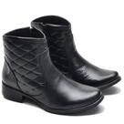 Bota Cano Curto Couro Com Matelassê